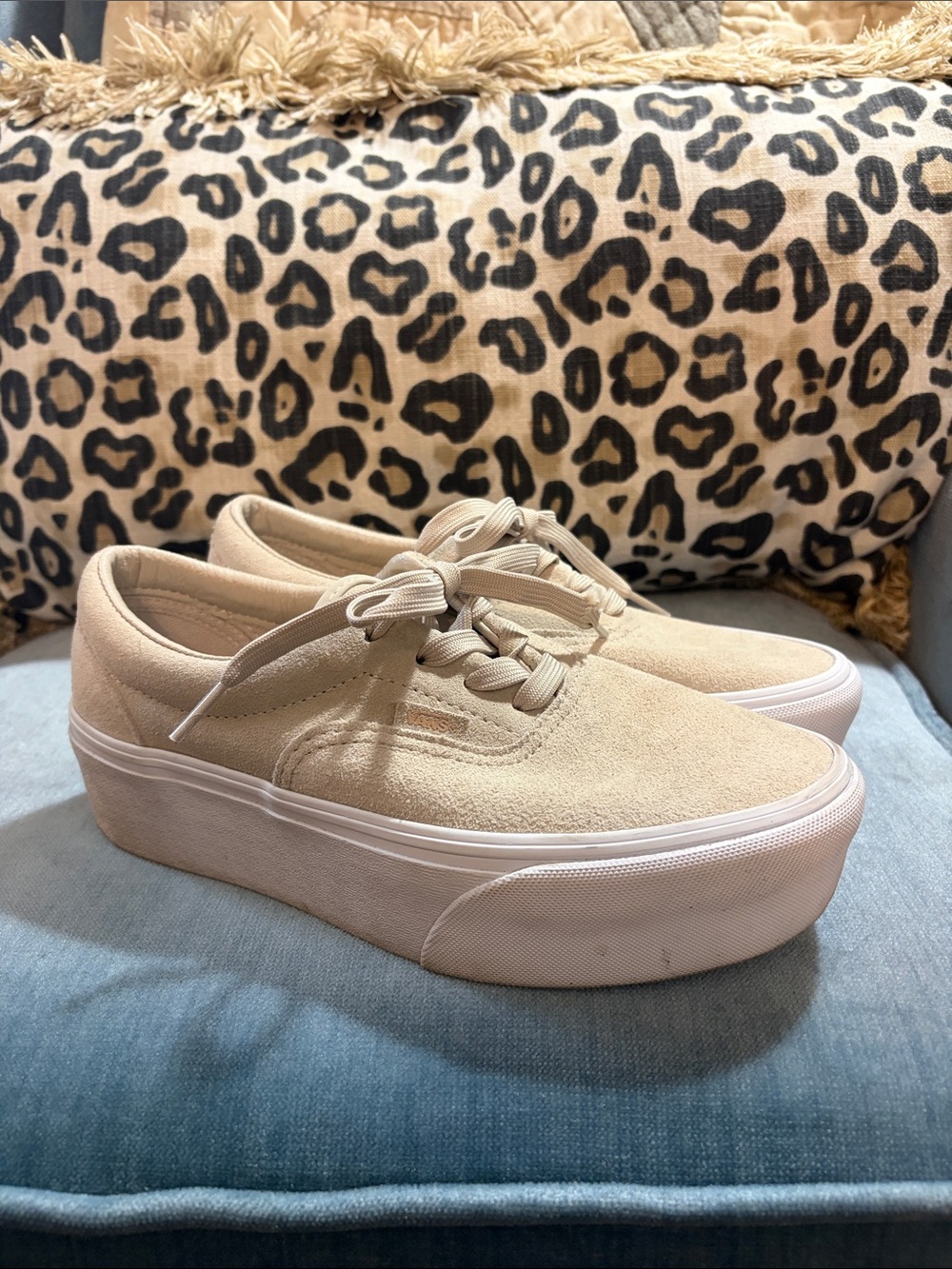 Vans Era Stackform Beige Platform Lace-Up Sneakers